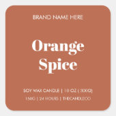 Minimalistische Oranje Spice Herfst Vierkante Sticker (Voorkant)