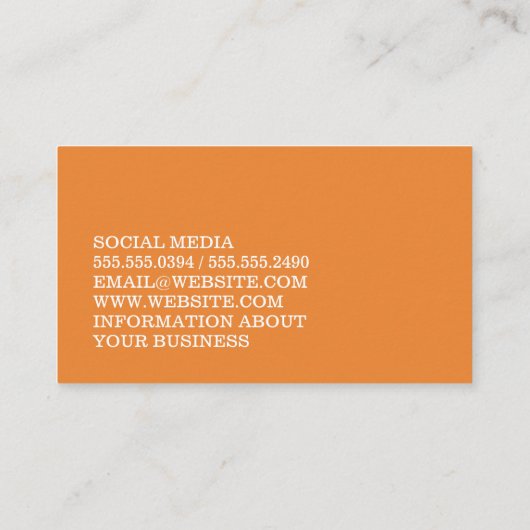 Minimalistische Oranje tekst Visitekaartje (Achterkant)