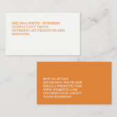 Minimalistische Oranje tekst Visitekaartje (Voorkant / Achterkant)