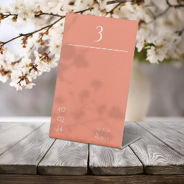 Minimalistische Oranje Trouwtafel Nummers Reclamebord Met Voetstuk