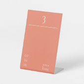 Minimalistische Oranje Trouwtafel Nummers Reclamebord Met Voetstuk (Voorkant)