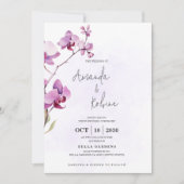 Minimalistische Orchidee Huwelijksuitnodiging Kaart (Voorkant)