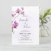 Minimalistische Orchidee Huwelijksuitnodiging Kaart (Staand voorkant)