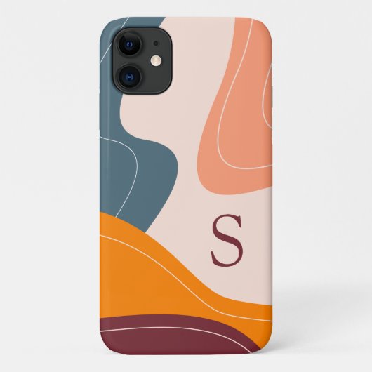 Minimalistische organische vormen golven monogram Case-Mate iPhone case (Achterkant)