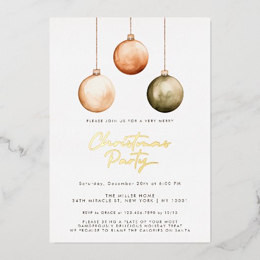 Minimalistische Ornamenten Kerstfeest Uitnodiging (Voorkant)