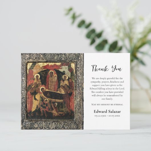 Minimalistische Orthodoxe Christelijke Begrafenis Bedankkaart (Staand voorkant)