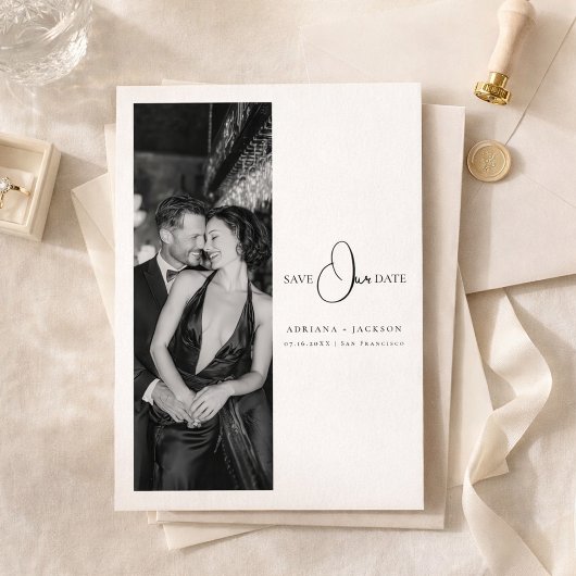 Minimalistische Oude Rijke Bruiloft Foto Save the Date