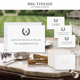 Minimalistische Oude Rijke Monogram Cocktailparty Kaart