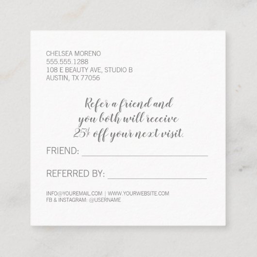 Minimalistische oude schoonheid | Verwijs een vrie Aanbevelingskaartje (Achterkant)