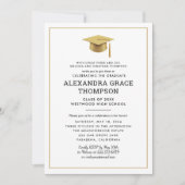 Minimalistische Ouders Namen Wit Goud Afstuderen Kaart (Voorkant)