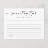 Minimalistische Ouderschap Tips Baby shower Game K Informatiekaartje (Voorkant)