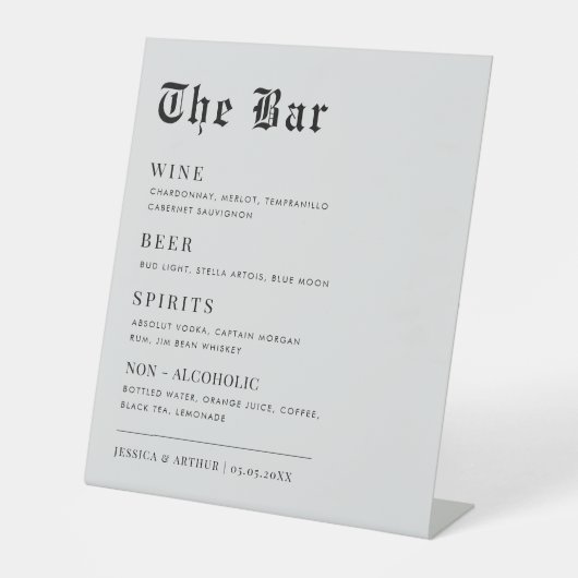 Minimalistische ouderwetse bruiloft het barteken reclamebord met voetstuk (Voorkant)