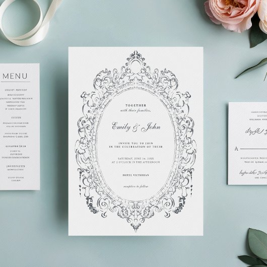 Minimalistische ovale barokke Lijst Elegante bruil Kaart