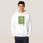 Minimalistische ovale cricket ground lijnprint hoo hoodie (Voorkant volledig)