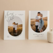 Minimalistische ovale trouwfoto Bewaar de datum Kaart