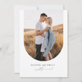 Minimalistische ovale trouwfoto Bewaar de datum Kaart (Achterkant)