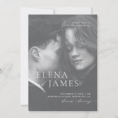 Minimalistische Overlay Foto Zwart & Wit Trouwen Kaart (Voorkant)