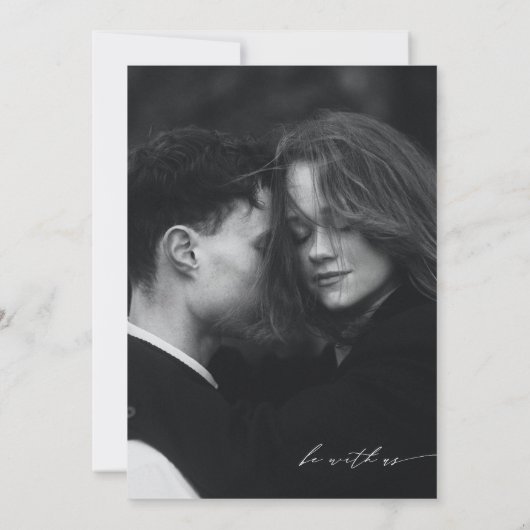 Minimalistische Overlay Foto Zwart & Wit Trouwen Kaart (Achterkant)