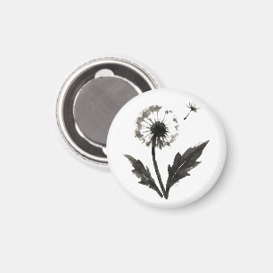 Minimalistische Paardenbloem – Inktkwast Natuuront Magneet