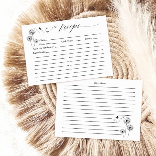 Minimalistische Paardenbloem Receptkaart