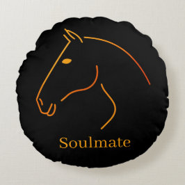 Minimalistische paardenlijn kunst - "Soulmate" Per Rond Kussen