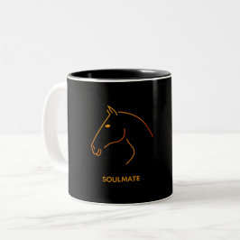 Minimalistische paardenlijn kunst - "Soulmate" Per Tweekleurige Koffiemok
