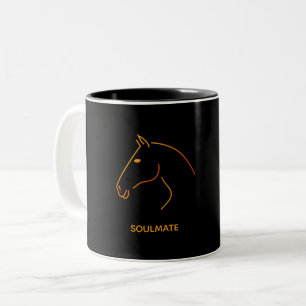 Minimalistische paardenlijn kunst - "Soulmate" Per Tweekleurige Koffiemok