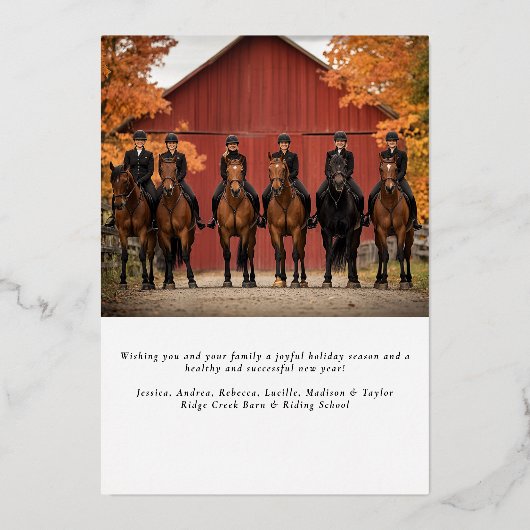 Minimalistische Paardenlijn Tekenen Groene Paarden Folie Feestdagenkaart (Achterkant)