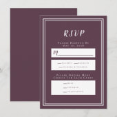 Minimalistische Paars RSVP-menuKaart Cassis  Weddi (Voorkant / Achterkant)