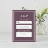 Minimalistische Paars RSVP-menuKaart Cassis  Weddi (Staand voorkant)