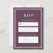 Minimalistische Paars RSVP-menuKaart Cassis  Weddi (Voorkant)