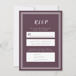 Minimalistische Paars RSVP-menuKaart Cassis  Weddi