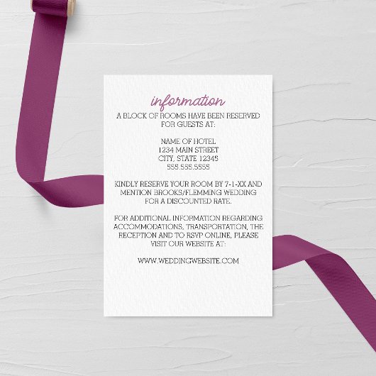 Minimalistische Paarse Aster Bruiloft Behuizing Ka Informatiekaartje