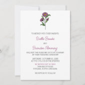 Minimalistische Paarse Aster bruiloft uitnodiging (Voorkant)