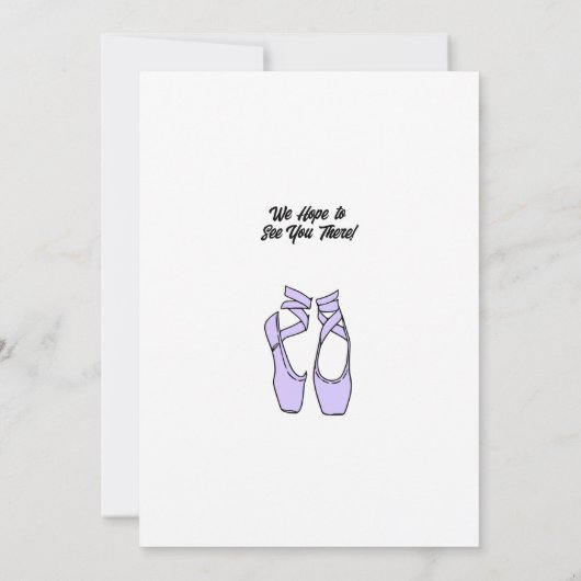 Minimalistische Paarse balletverjaardagsfeestuitno Kaart (Achterkant)