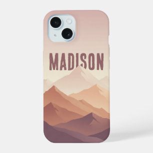 Minimalistische paarse bergsilhouet iPhone-hoes iPhone 15 Case