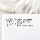 Minimalistische paarse bessen bladeren gepersonali etiket (Insitu)