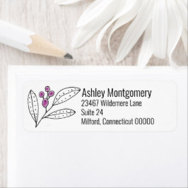 Minimalistische paarse bessen bladeren gepersonali etiket