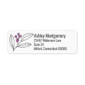 Minimalistische paarse bessen bladeren gepersonali etiket (Voorkant)