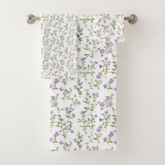 Minimalistische paarse bloemen bad handdoek