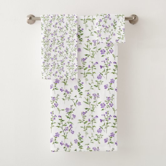 Minimalistische paarse bloemen bad handdoek (Insitu)