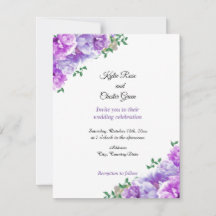 Minimalistische paarse bloemen bruiloft uitnodigin