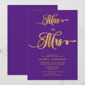 Minimalistische Paarse bruidsdouche uitnodiging (Voorkant / Achterkant)