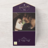 Minimalistische Paarse bruiloft All In One Uitnodiging (Buitenkant)