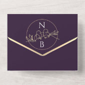 Minimalistische Paarse bruiloft All In One Uitnodiging (Achterkant)