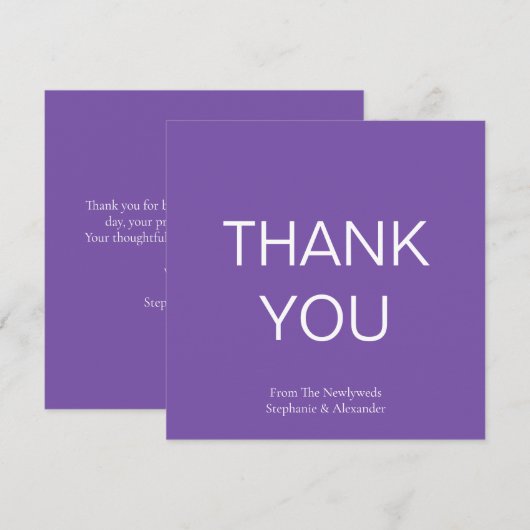 Minimalistische Paarse bruiloft Dank u plein (Voorkant / Achterkant)