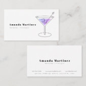 Minimalistische Paarse Cocktail Bartender Mixologi Visitekaartje (Voorkant / Achterkant)