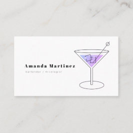 Minimalistische Paarse Cocktail Bartender Mixologi Visitekaartje