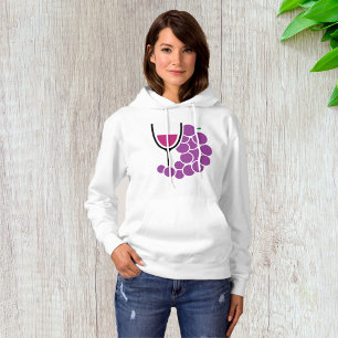 Minimalistische paarse druiven en wijnglas hoodie