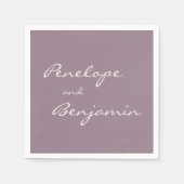 Minimalistische Paarse Dusty Script Weddenschap Aa Servet (Voorkant)